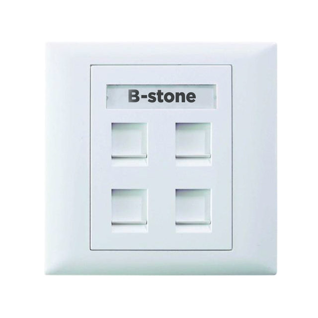 Black-stone4-Port UK Style Faceplate- BSFPUK4000111